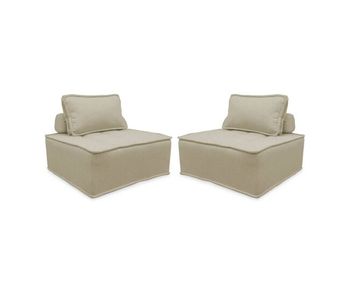 Sofá modular en tela lisa, 2 plazas, dao, beige, 90x90x40 cm
