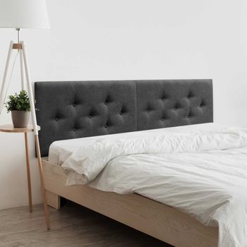 Dhome Cabecero De Tela Acualine Con 3 Hileras Intercaladas De Botones Cabezal Tapizado Cama Lujo(negro, 180cm (2 Piezas))