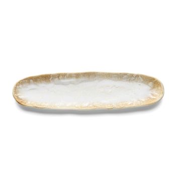 Plato de servir de cerámica en blanco miel 40,8x11,5x2,2 cm