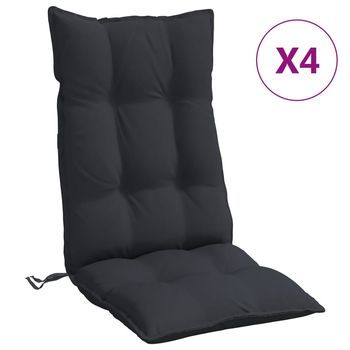 Cojines De Silla Con Respaldo Alto 4 Uds Tela Oxford Negro Vidaxl