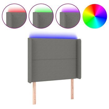 Cabecero Cama | Panel De Cabecera Con Led De Tela Gris Oscuro 93x16x118/128 Cm
