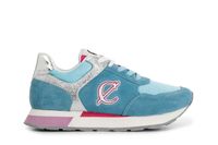 zapatillas deportivas de piel de ante y tejido con apliques de glitter light blu 36