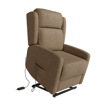 Sofá Relax Power Lift Con Ruedas Tapizado Lupe | Comodidad Y Estilo - Tierra