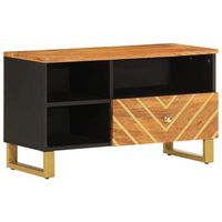 mueble tv  mueble de salon  armario tv madera maciza de mango marron negro 80x335x46 cm