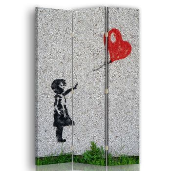 Legendarte - Biombo Globo Del Amor - Separador De Ambientes Para Interiores Cm. 110x150 (3 Paneles)