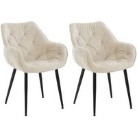set de 2 sillas de comedor tanna en terciopelo crema 62x58x83 cm clp