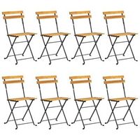 pack 8 uds sillas de jardin  silla de exterior  sillon plegables madera maciza acacia y acero