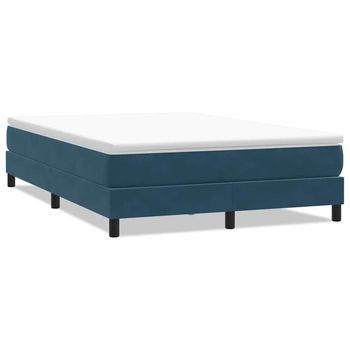 Cama Box Spring Sin Colchón Azul Oscuro Terciopelo 160x220 Cm Vidaxl