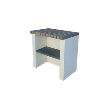 Módulo Encimera Midi - Módulo Encimera Simple, Construido Con Ladrillo Gris Y Cemento Pintado De Blanco - 80x57x82cm