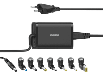 Cargador para portátil - Hama Universal Notebook, 45W, 7 adaptadores, 15-19 V, Universal, Negro