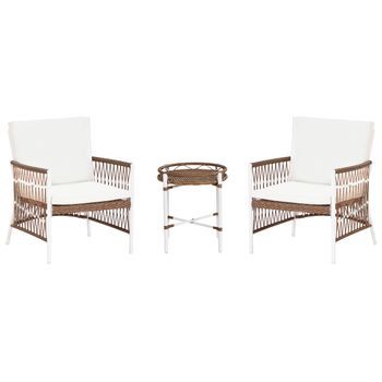 Conjunto De Balcón 2 Plazas Elegante Poliéster Aluminio 2 Sillas Y Una Mesa Blanco Levico