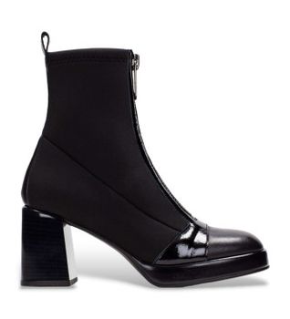 Hispanitas para mujer. HI243658 Botines de piel bloque negro (40), 8 a 10cm, Cremallera, Casual