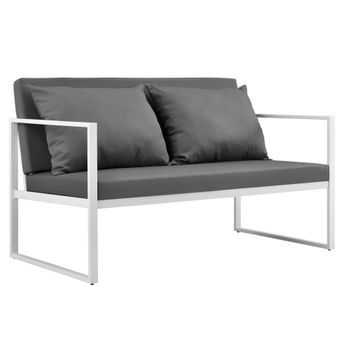 [casa.pro] Sofá De Jardín 70 X 114 X 60 Cm Mueble De Jardín Para Exterior Con Cojín Blanco
