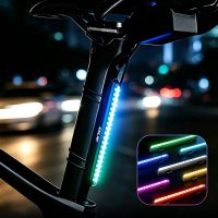 eslnf rgb luz trasera de bicicleta con riel de asiento en flujo 1200 mah recargable type-c ipx4 impermeable para con