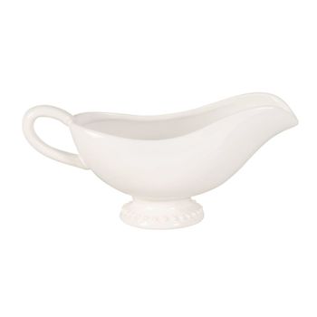 Salsero de loza blanca con borde perlado