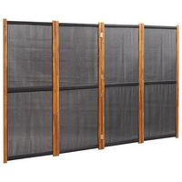 biombo separador de ambientes 4 paneles 280 x 180 cm textileno negro y madera dec030909