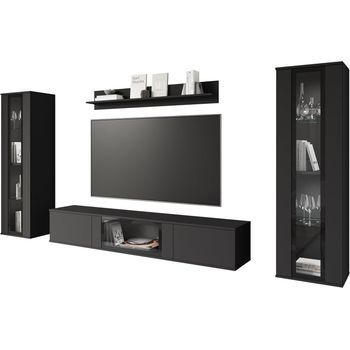 Conjunto De Muebles De Salón Caro, Juego De Muebles De Salón, Mueble De Tv, Sin Iluminación Led, Color Negro Mate