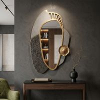 espejo de pared de metal dorado y gris 559x57x908 cm
