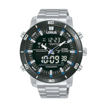 Lorus Reloj Hombre Caja De Acero, Titanio Pulsera Acero De Color Plata Resistente Al Agua 10 Atm Rw659ax9