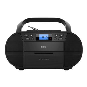 BSL Boombox Radio CD portátil con Cassette y Bluetooth JL2021A | con 6W de potencia RMS | Radio FM y Puerto USB compatible con archivos mp3 | Display LCD | Entrada AUX IN y salida auriculares