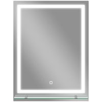 kleankin espejo para bano 60x80 cm con 3 colores de luz estante de vidrio funcion de memoria e interruptor tactil plata