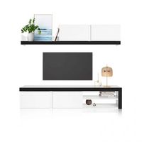 salon con mueble de tv y estanteria 180 cm axis blanco - ceniza 180 x 37 x 40 cm