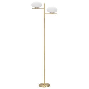 Lámpara De Pie Con 2 Óvalos De Cristal Blanco Cm 51x24x180