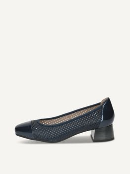 CAPRICE Pumps, blue, made of Leather and textile with Block heel, Size 38.5