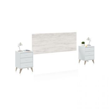 Cabecero Para Cama De 135-150 Cm Y 2 Mesitas Con Cajones Sweet Blanco Artik (blanco Mate) – Blanco Velho 160(cabezal)/40 (mesita)/34(cajón) X 60(cabezal)/56(mesita)/10(cajón) X 2,5 (cabezal) / 33,5 (mesita) / 25 (cajón) Cm