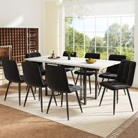 conjunto de comedor - mueble de comedor - mdf y metal - negro y blanco 140x80x755cm