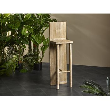 Taburete Bar Con Respaldo Madera  35x40x105 Cm
