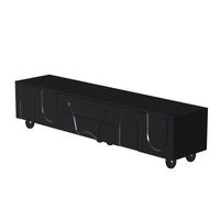 mueble tv negro mate de 180x40x42 cm con cuatro puertas y dos cajones