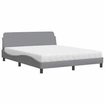 Cama Con Colchón Dover De Tela Gris Claro 160x200 Cm Vidaxl
