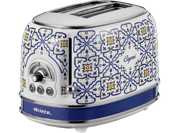 Tostadora - Ariete Capri, 810 W, 2 Ranuras, Rebanadas, 6 Niveles de Tostado, Azul/Blanco