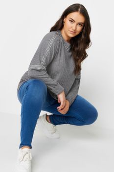 Yours Jersey Gris Con Tachuelas, Mujer Curvy Y Tallas Grandes, Yours