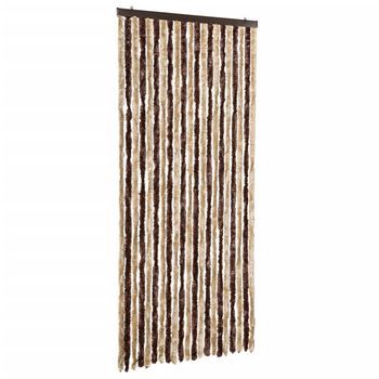 Cortina Mosquitera Beige Y Marrón Claro Chenilla 90x220 Cm Vidaxl