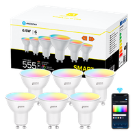 aigostar bombilla alexa led gu10 sl2 bombillas inteligente 65w bombillas wifi rgb  2700k-6500k regulable controladas por app conexion rapida compatible con google homealexa 6 pack