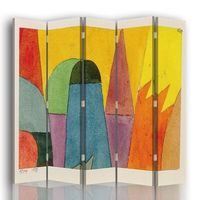 legendarte - biombo with the mauve triangle - paul klee - separador de ambientes para interiores cm 180x170 5 paneles