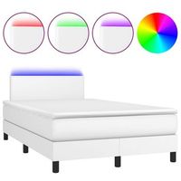 cama box spring colchon y led cuero sintetico blanco 120x200 cm vidaxl