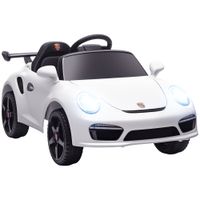 aiyaplay coche electrico para ninos con licencia ruf ctr 3 clubsport mando a distancia motor doble ruedas auxiliares blanco