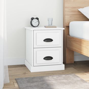 Mesita De Noche - Mueble Para Dormitorio - Madera Contrachapada - Blanco (39x39x47.5cm)