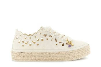 zapatillas con cordones en tejido perforado beige