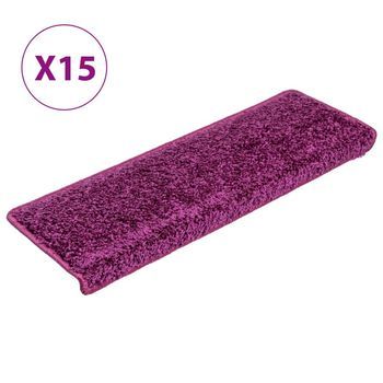 Alfombrillas De Peldaños De Escalera 15 Piezas | Alfombras De Escalera | Tapetes De Escalera Violeta 65x21x4 Cm