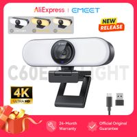 emeet c60e 4k webcam con luz de relleno with fill light adjustable lighting luz fria calida y mixta 73 fov pc camara usb camera para gaminglive streamingvideollamadas enfoque automatico