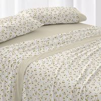 juego de sabanas 50 algodon diseno cerecitas azul 150 x 190200 cm - mostaza - burrito blanco