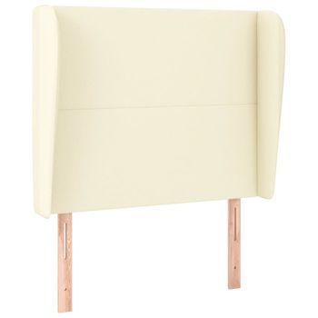 Cabecero，panel De Cabecero Con Orejas De Cuero Sintético Crema 103x23x118/128cm