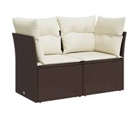 vidaxl sofa de jardin con cojines 2 plazas ratan sintetico marron
