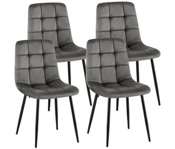 Juego de 4 sillas de comedor antibes terciopelo gris oscuro 55x45x84 cm