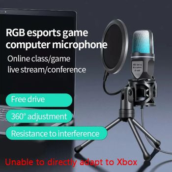 Micrófono condensador profesional para PC, portátil, Juegos de ordenador, USB, con cable, Streaming, Podcast, estudio, Mike, Kit, accesorio para jugadores