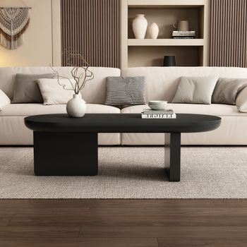 Mesa De Centro - Mueble Para Salón - Mdf - Negro (119.7x49.8x35.5cm)